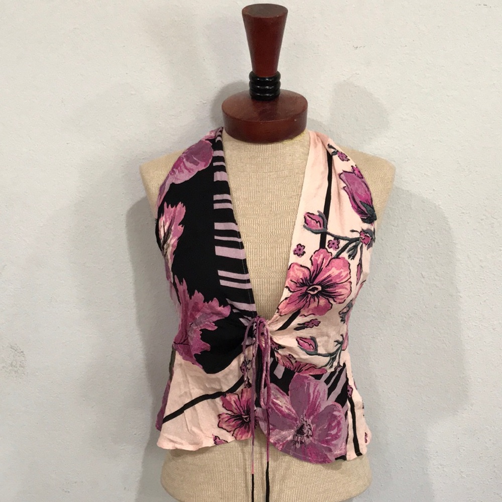 Free People Hot Tropics Tank In Pink and Black Size Small